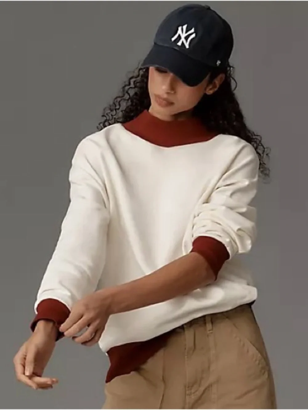 Anthropologie Crewneck Sweatshirt with Rust Trim - Women